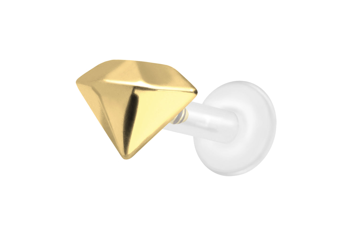 PTFE Labret Piercing mit Innengewinde + Titan-Aufsatz DIAMANT